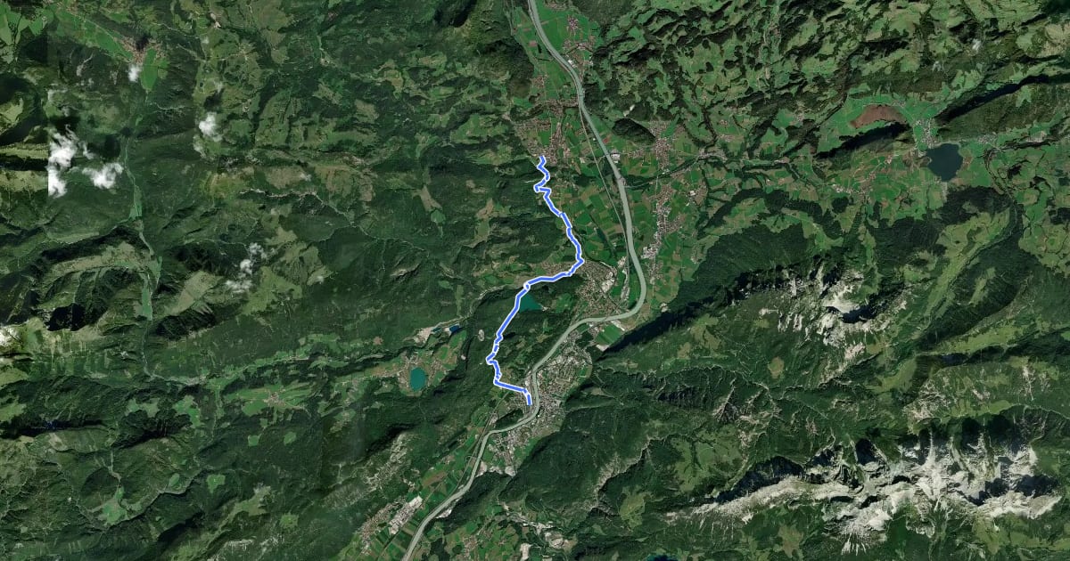 Маршрут Grenzenlos Wanderweg (Oberaudorf - Kiefersfelden - Kufstein) на спутниковом снимке