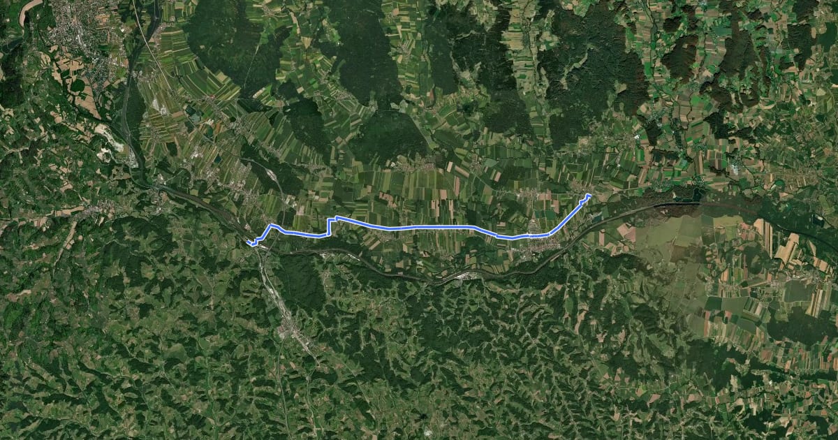 Маршрут Grenzland Bahnweg на спутниковом снимке