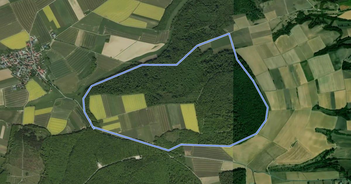 Маршрут Grenzland-Rundweg 1 на спутниковом снимке