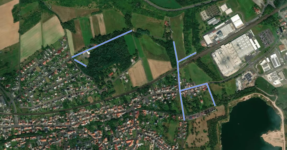Маршрут Grenzlehrpfad Obersuhl на спутниковом снимке