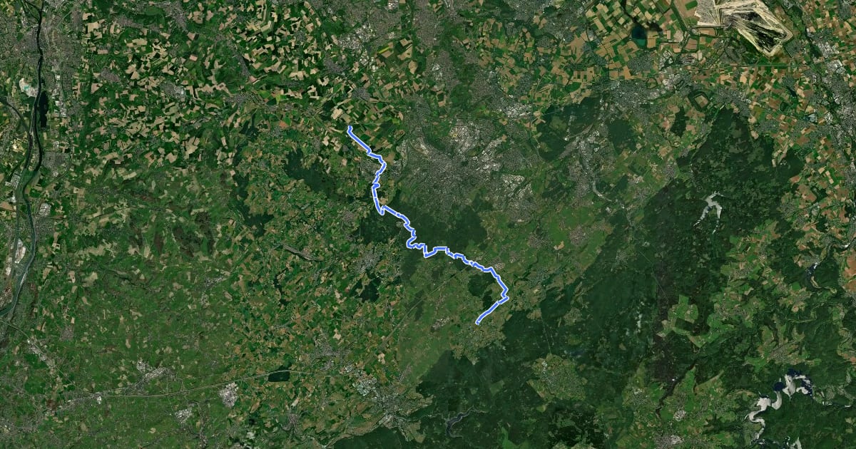 Маршрут GrenzRouten: Route 1 - Achse Raeren - Orsbach на спутниковом снимке
