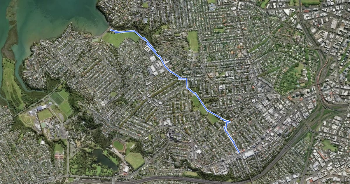 Маршрут Grey Lynn Greenway на спутниковом снимке