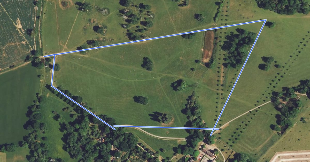 Маршрут Grey Route, Hanbury Hall на спутниковом снимке
