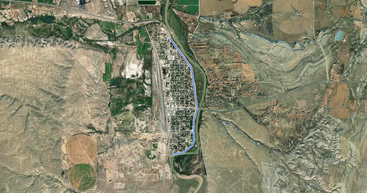 Маршрут Greybull Riverwalk на спутниковом снимке