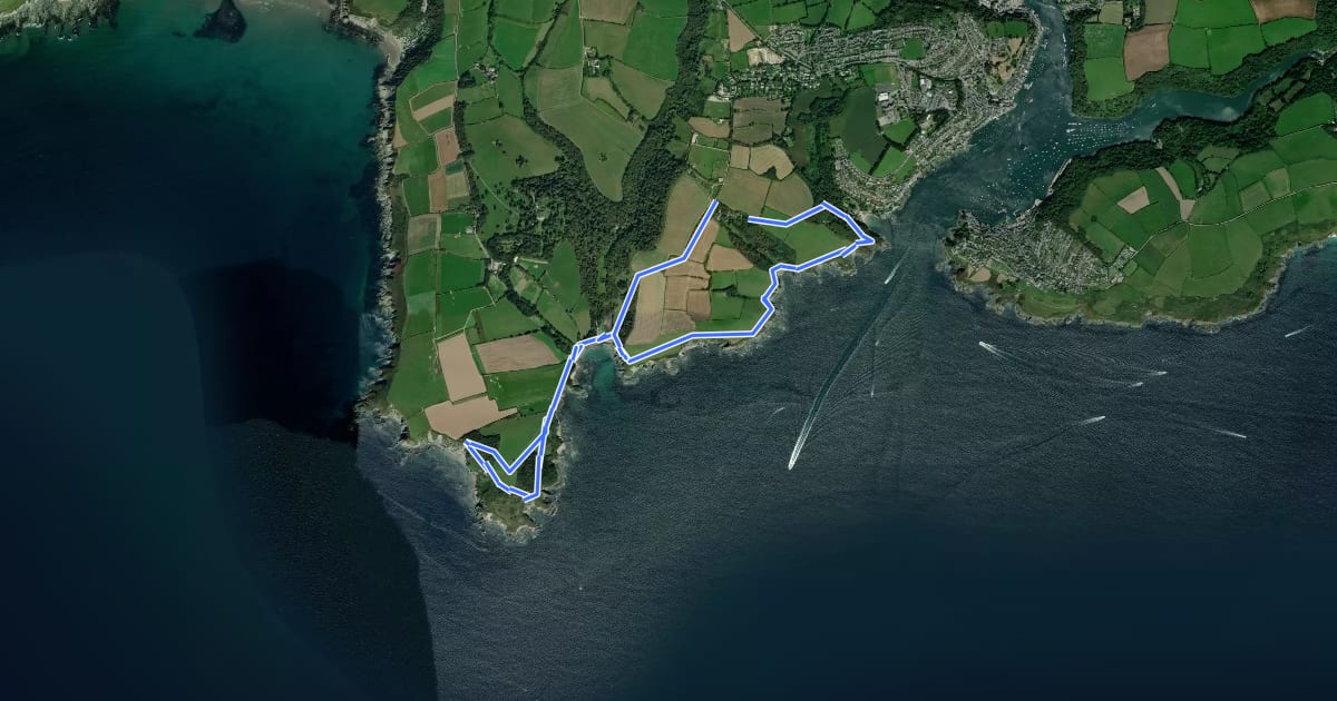 Маршрут Gribbin Head walk at Fowey Estuary, Lantic Bay на спутниковом снимке