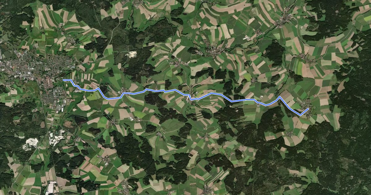 Маршрут Griesbach-Tirschenreuth-Wiesau на спутниковом снимке