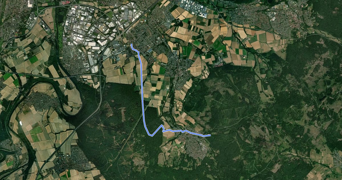 Маршрут Grimmsteig-Route-Lohfelden на спутниковом снимке