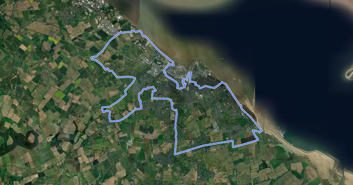 Маршрут Grimsby Revolution Cycle Route на спутниковом снимке