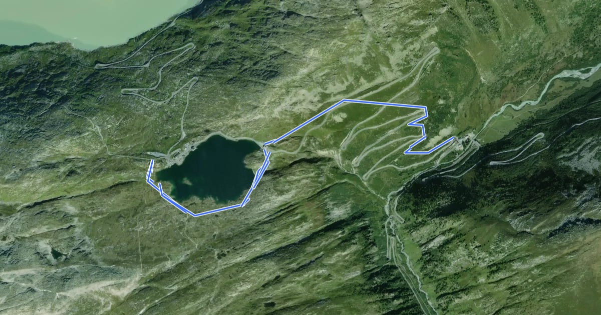 Маршрут Grimselpass - Gletsch на спутниковом снимке