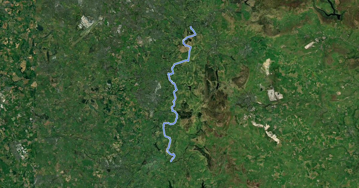 Маршрут Gritstone Trail (Disley - River Dane) на спутниковом снимке