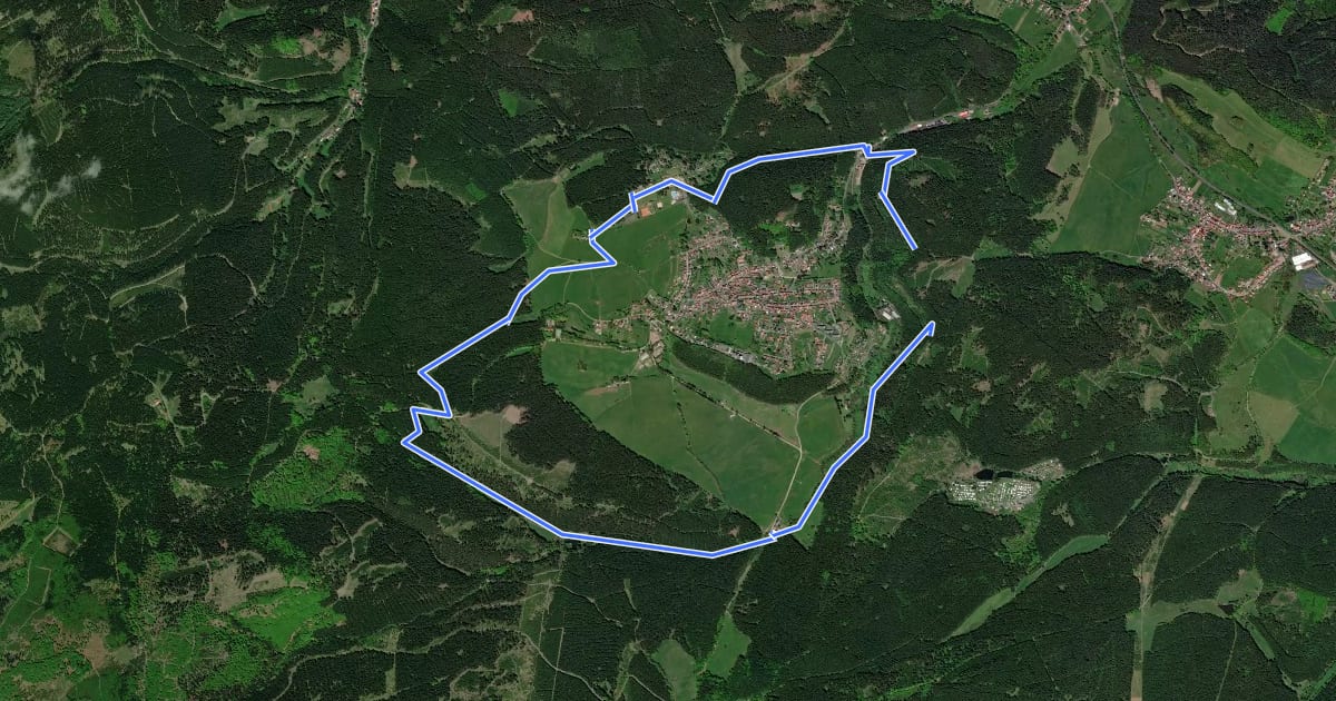Маршрут Großer Rundwanderweg Finsterbergen на спутниковом снимке