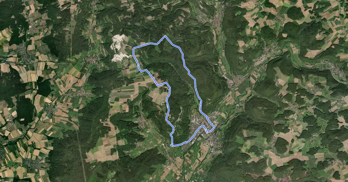 Маршрут Großer Rundweg Burg Feuerstein на спутниковом снимке