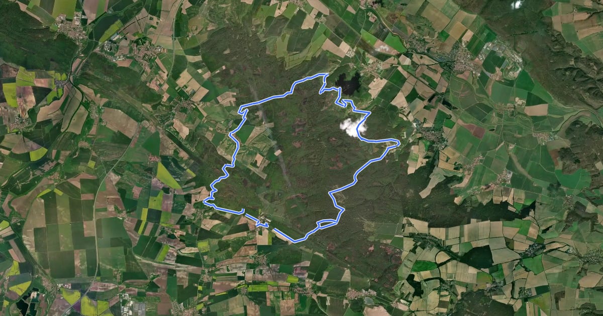 Маршрут Großer Rundweg Hohe Schrecke на спутниковом снимке