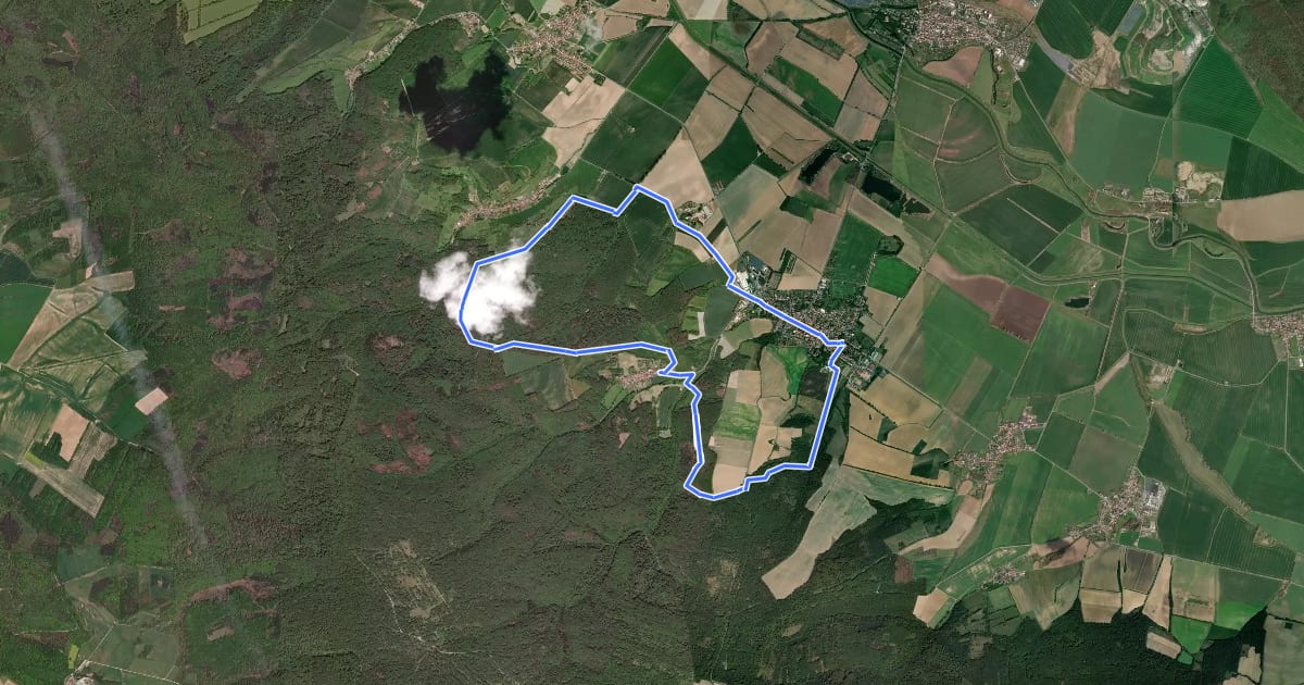 Маршрут Großer Rundweg Wiehe на спутниковом снимке