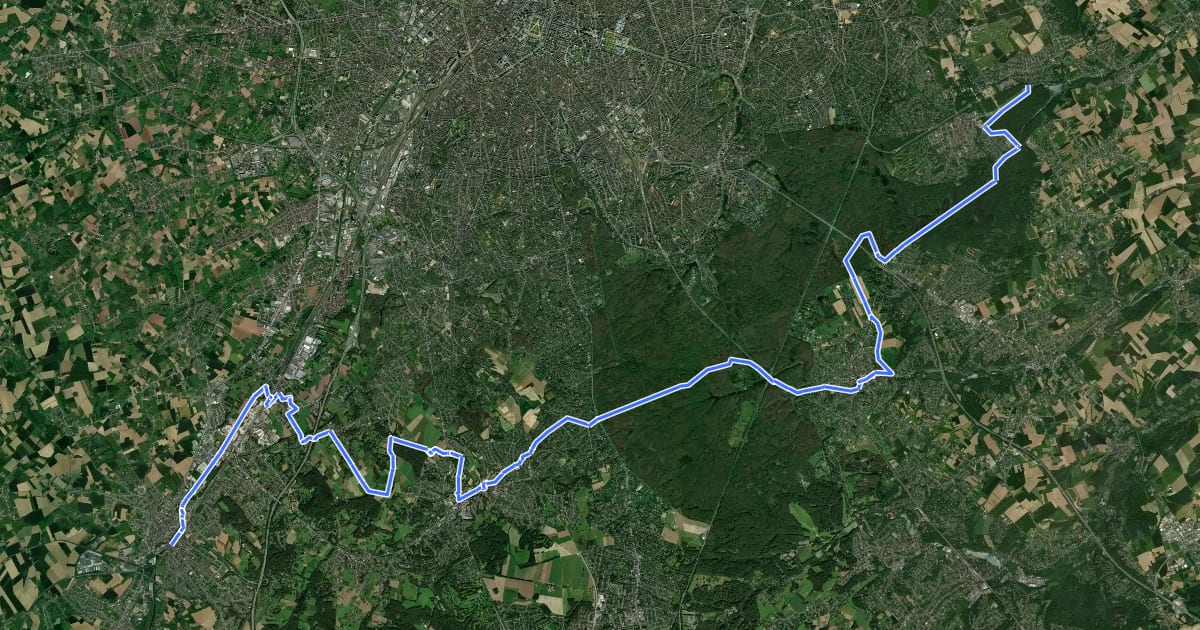 Маршрут Groene Gordelroute - 2 - Tervuren - Halle на спутниковом снимке