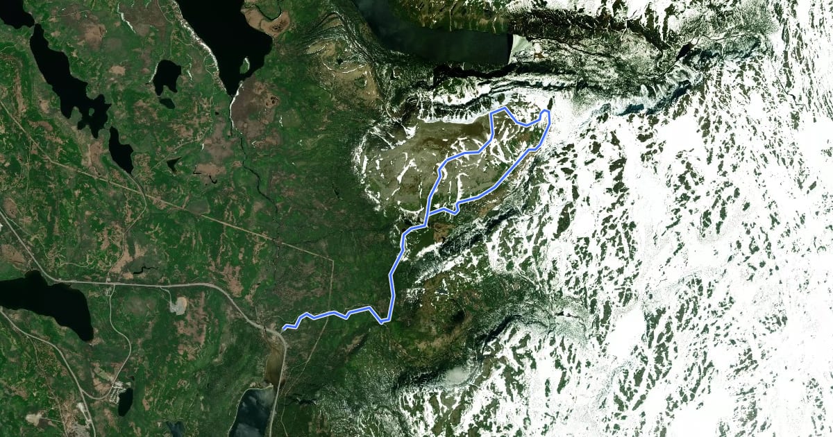 Маршрут Gros Morne Mountain Trail на спутниковом снимке