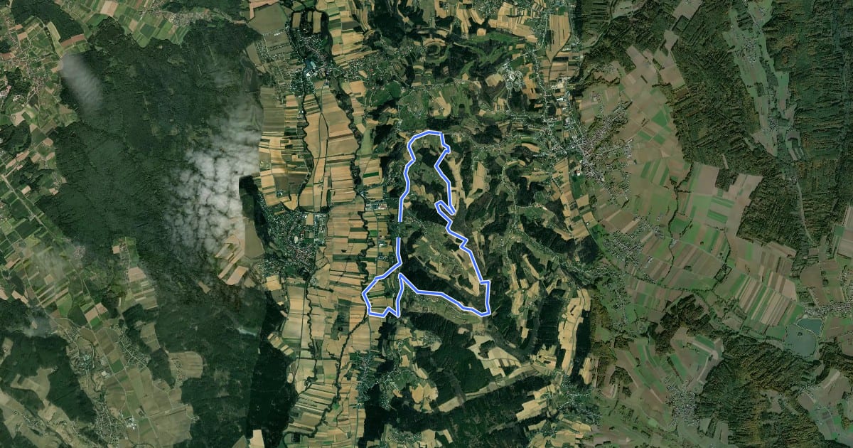 Маршрут Grosse Burgauberg Runde "Rundwanderweg Burgauberg" на спутниковом снимке