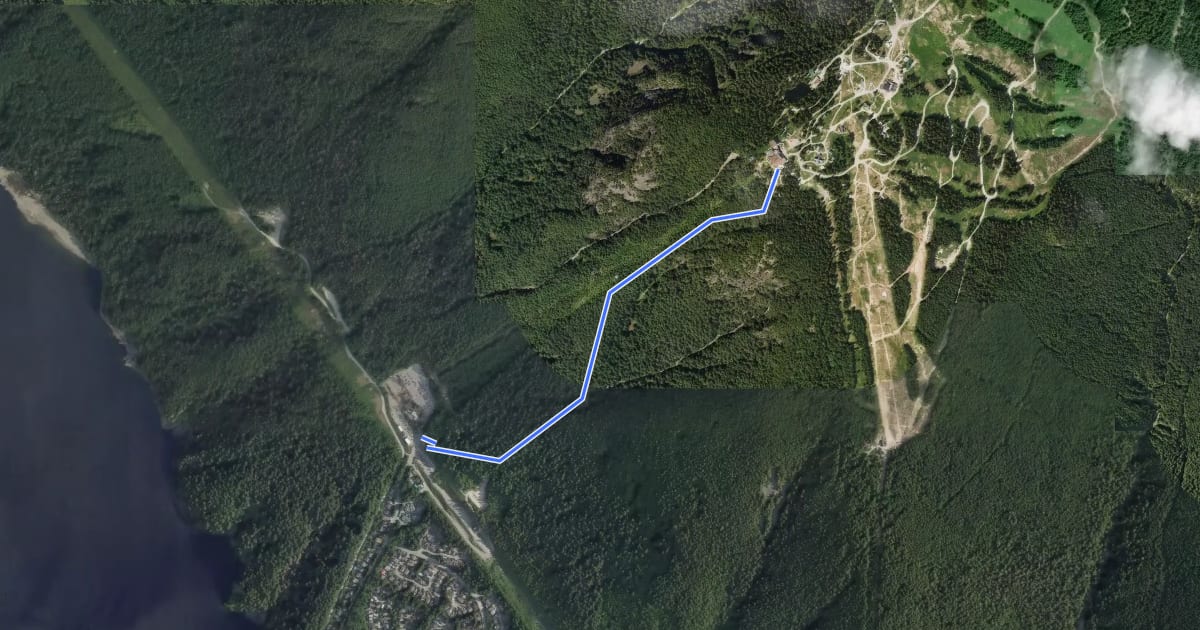 Маршрут Grouse Grind на спутниковом снимке
