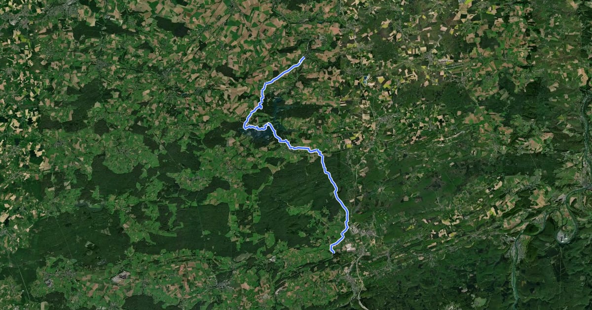 Маршрут GRP 124 Liaison 3 - Walcourt via Cerfontaine на спутниковом снимке