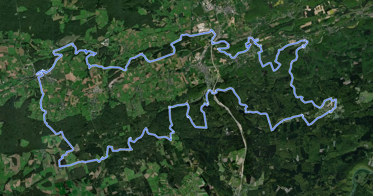 Маршрут GRP 124 Tour du Parc national de l’Entre-Sambre-et-Meuse (route principale) на спутниковом снимке