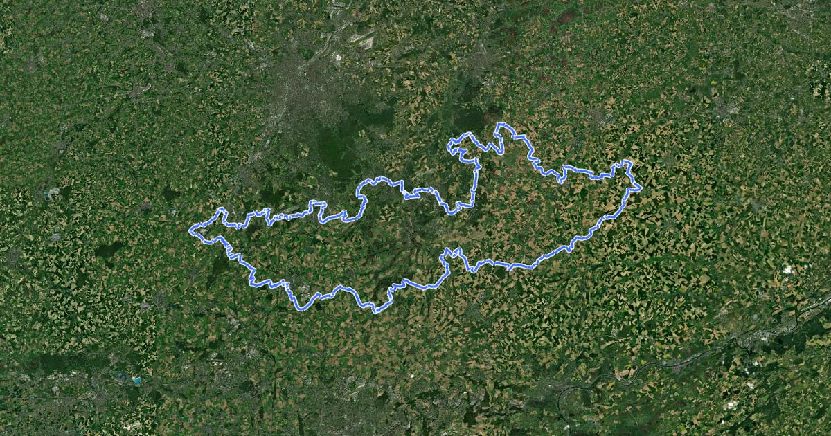 Маршрут GRP 127 Tour du Brabant Wallon на спутниковом снимке