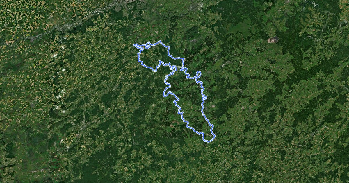 Маршрут GRP 571 Tour des Vallées des Légendes - Amblève - Salm - Lienne на спутниковом снимке