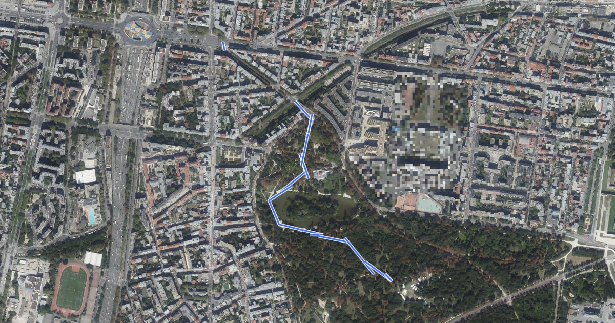 Маршрут GRP Bois de Vincennes (accès nord-ouest) на спутниковом снимке