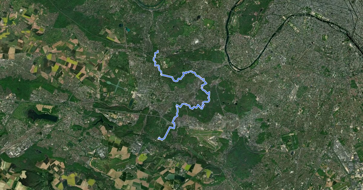 Маршрут GRP de la Ceinture Verte, étape 1 : Les forêts de l'ouest parisien на спутниковом снимке