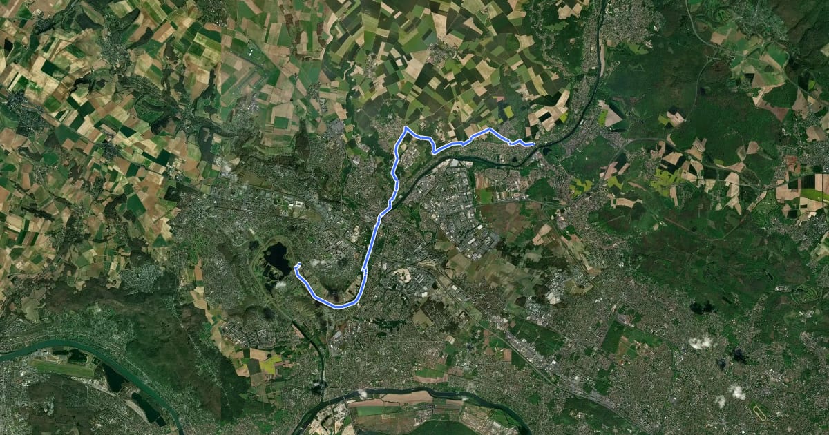 Маршрут GRP de la Ceinture Verte, étape 14 : Les paysages de Van Gogh et la ville nouvelle de Cergy на спутниковом снимке
