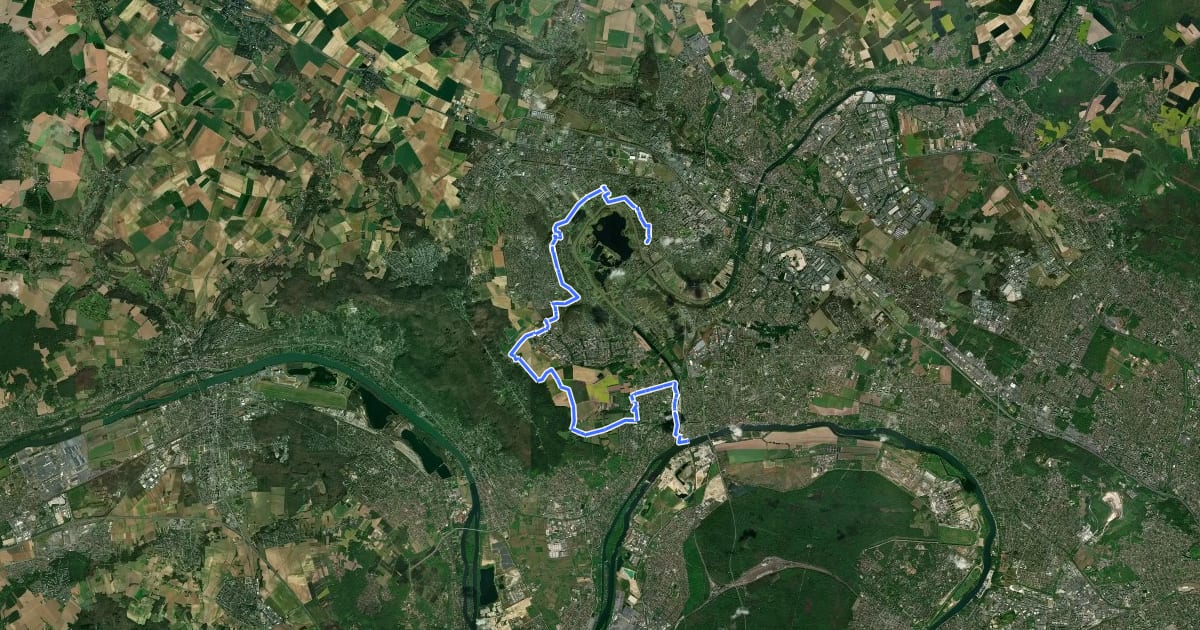 Маршрут GRP de la Ceinture Verte, étape 15 : Les boucles de l’Oise en frange du parc naturel régional du Vexin на спутниковом снимке