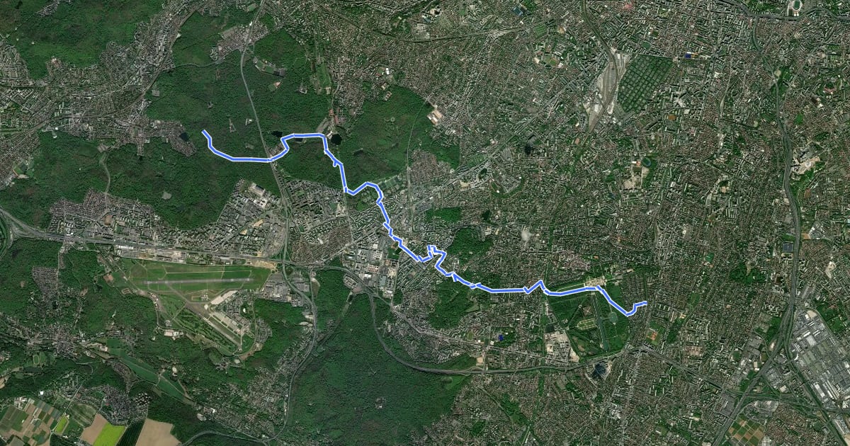 Маршрут GRP de la Ceinture Verte, étape 21 : Etangs, bois et parcs du Sud Parisien (variante sud, étape 1) на спутниковом снимке