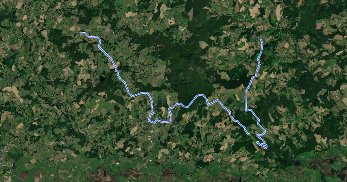Маршрут GRP Mont et Barrage. Etape 7 Sussac-St Méard на спутниковом снимке