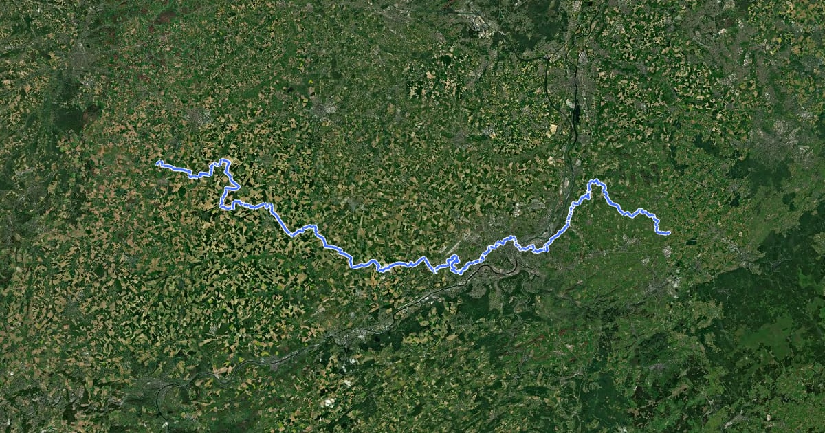 Маршрут GRT-BVW 22 Clermont-sur-Berwinne - Saint-Rémy-Geest на спутниковом снимке