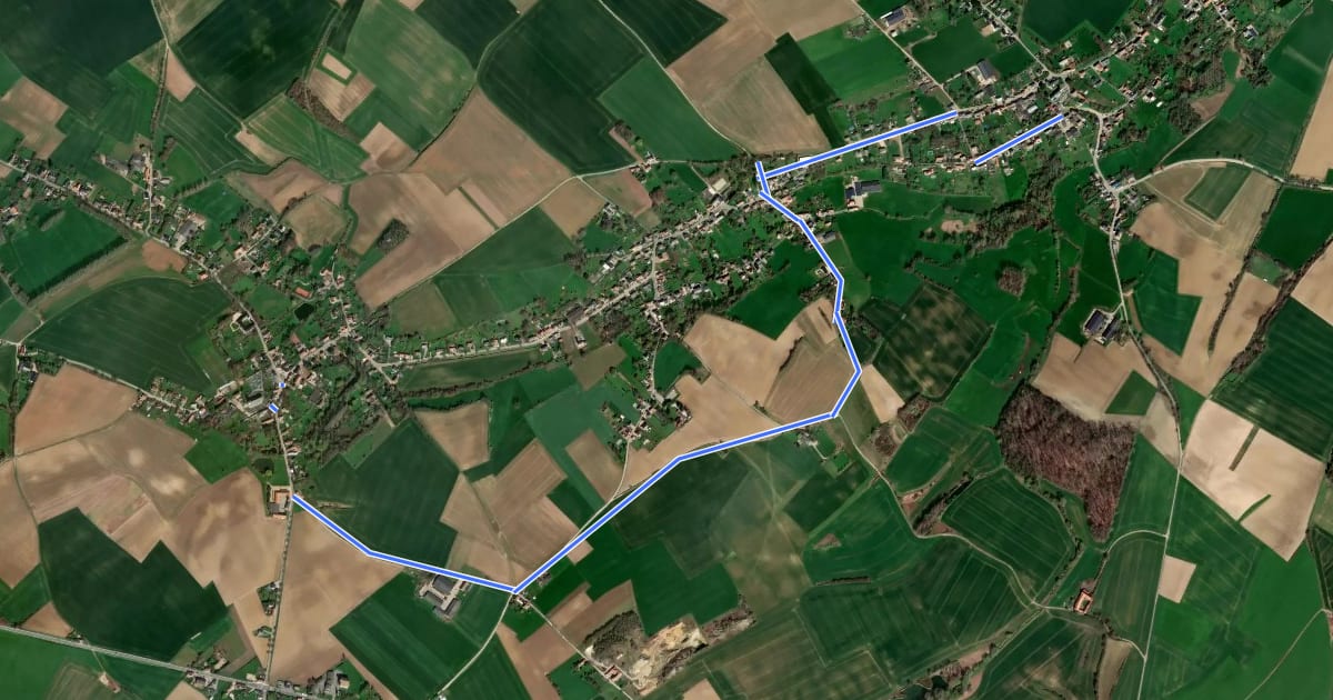 Маршрут GRT-BVW 23 Saint-Rémy-Geest - Mélin на спутниковом снимке