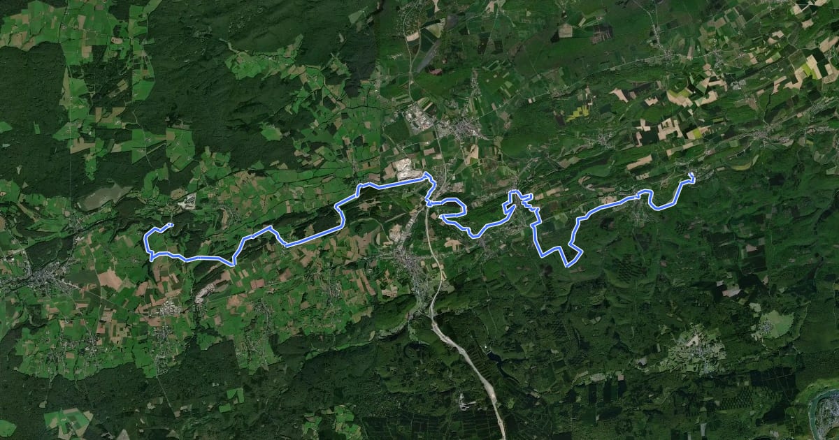 Маршрут GRT-BVW 29 Lompret - Vierves-sur-Viroin на спутниковом снимке