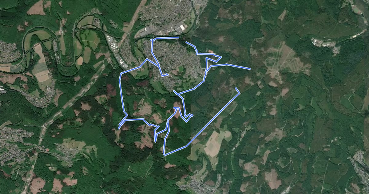 Маршрут Gruben-Wanderweg Brachbach на спутниковом снимке