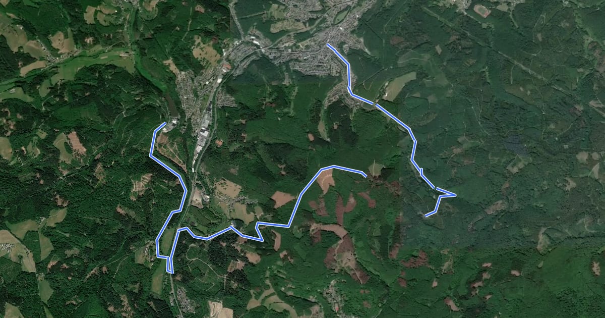 Маршрут Grubenwanderweg Niederfischbach на спутниковом снимке