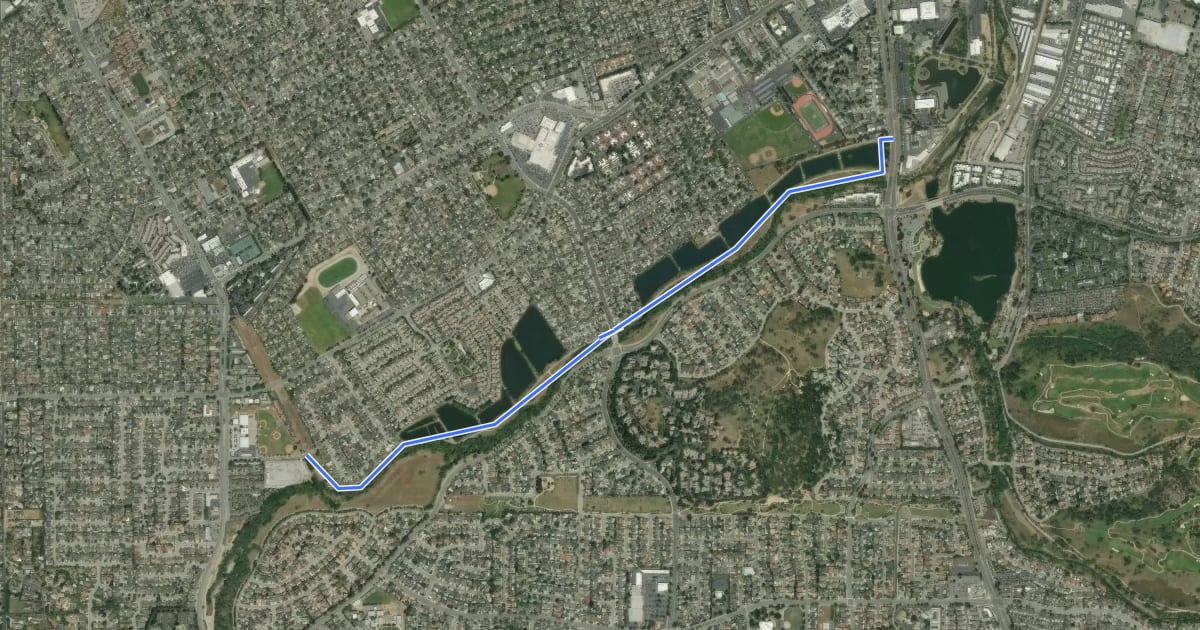 Маршрут Guadalupe Creek Trail на спутниковом снимке