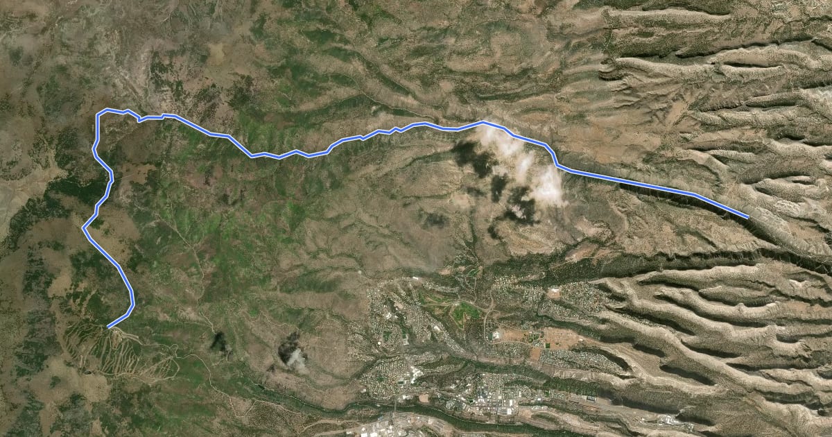 Маршрут Guaje Canyon Trail на спутниковом снимке