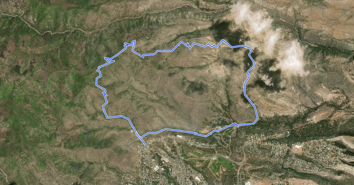 Маршрут Guaje Ridge/Perimeter Loop на спутниковом снимке