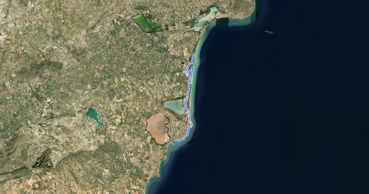 Маршрут Guardamar del Segura - Torrevieja на спутниковом снимке