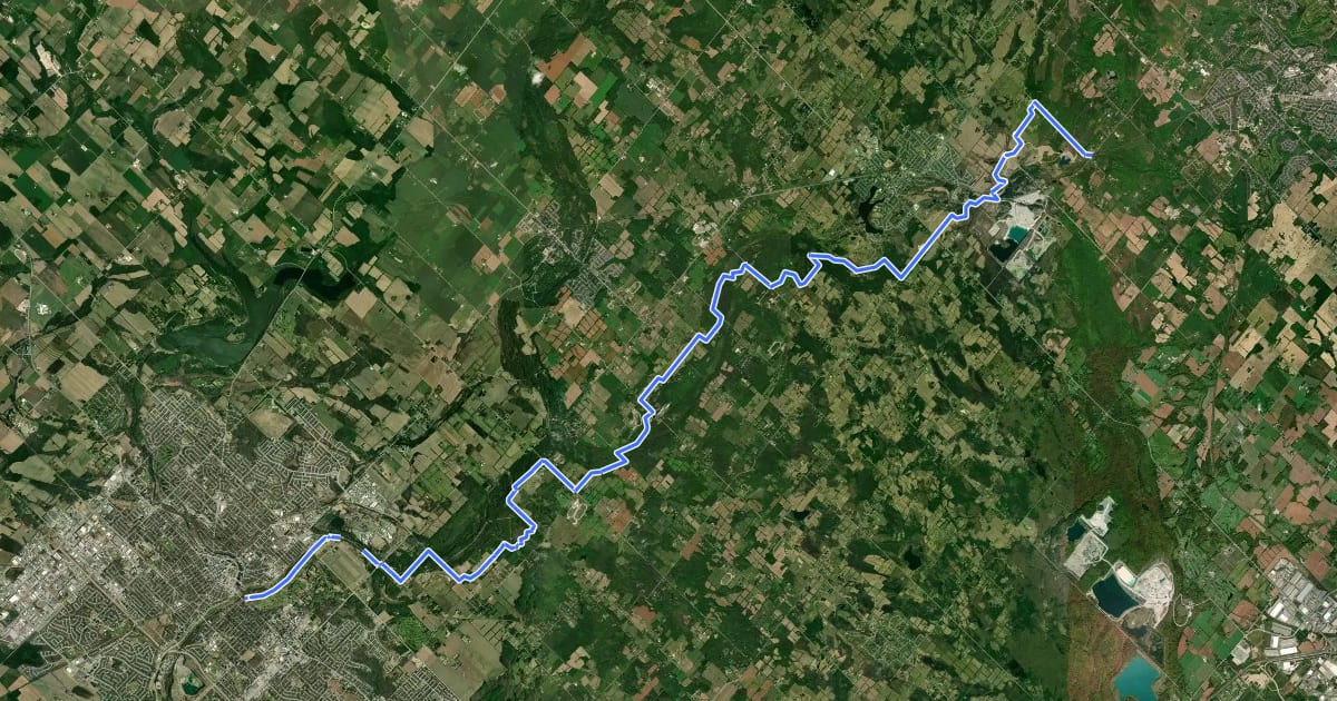 Маршрут Guelph Radial Line Trail на спутниковом снимке