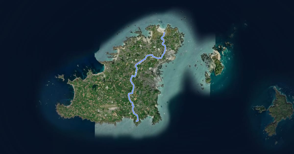Маршрут Guernsey 11 - Five Parishes на спутниковом снимке