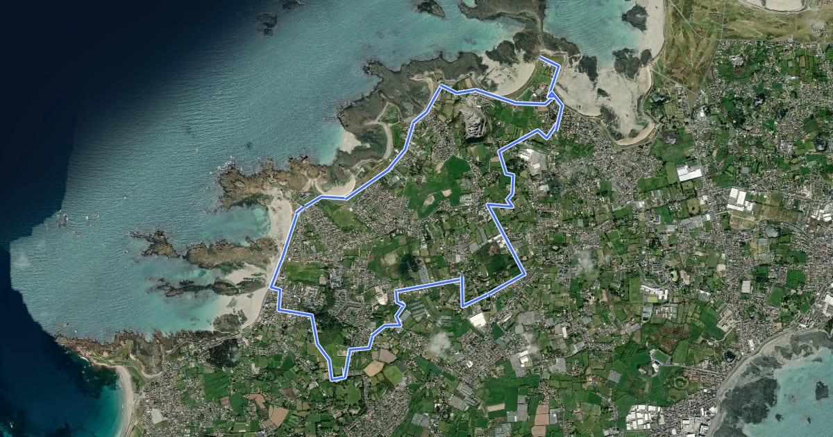 Маршрут Guernsey 2 - Coast and Country на спутниковом снимке