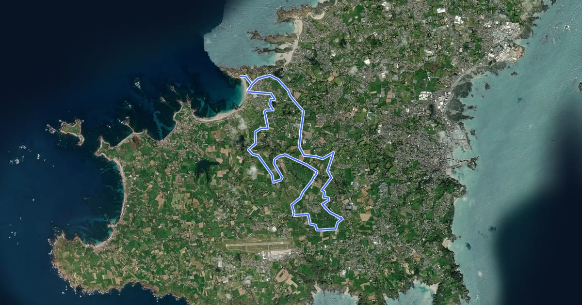 Маршрут Guernsey 3 Talbot Valley Circular на спутниковом снимке