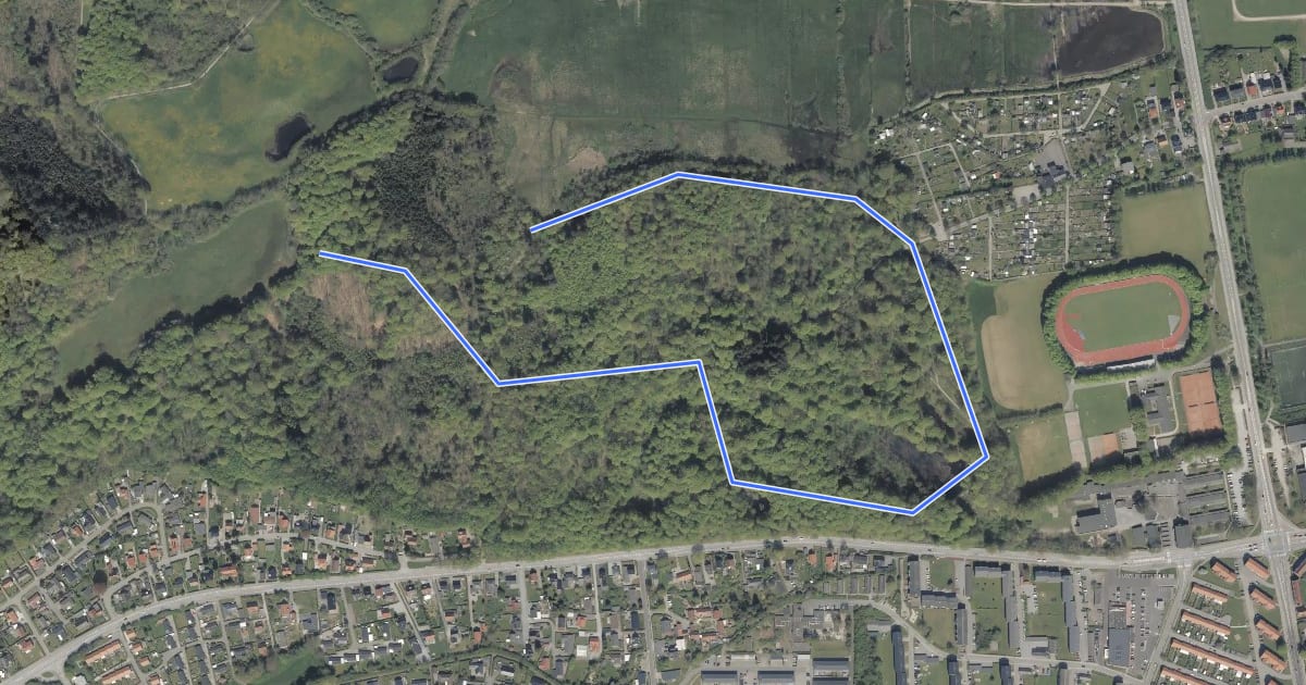 Маршрут Gul motionsrute на спутниковом снимке
