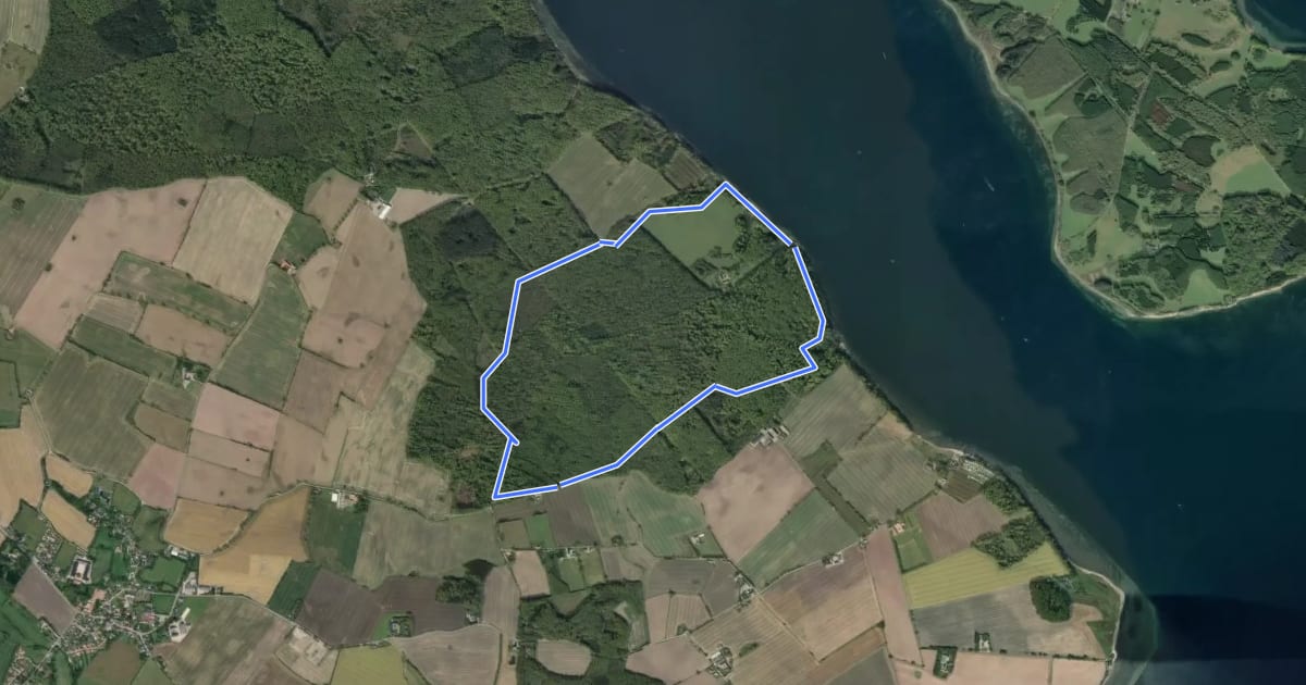 Маршрут Gul rute - Stenderupskovene (Midtskoven) на спутниковом снимке