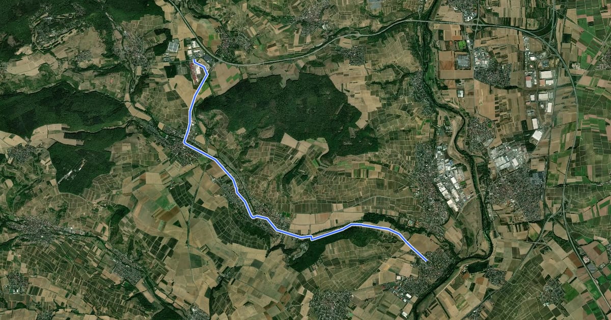 Маршрут Guldenbach Radweg на спутниковом снимке