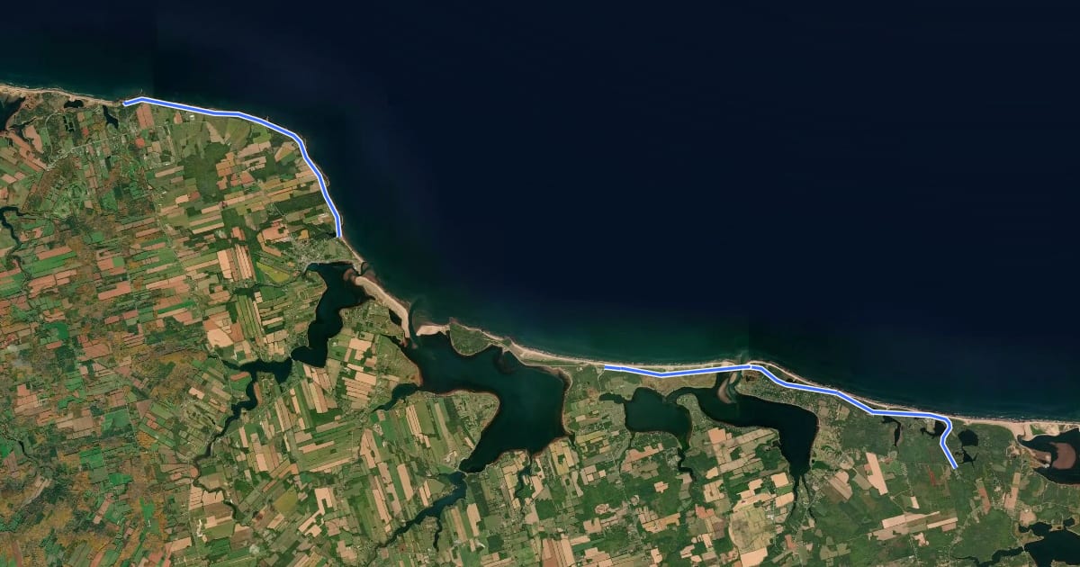 Маршрут Gulf Shore Way на спутниковом снимке