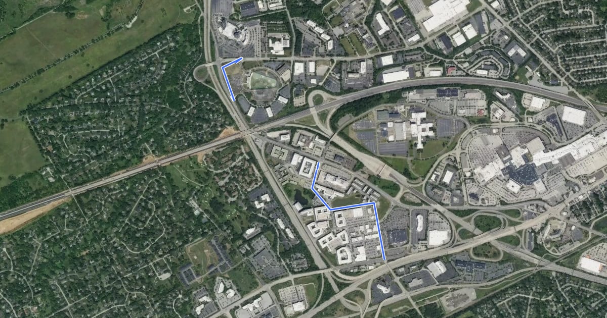 Маршрут Gulph Road Connector на спутниковом снимке